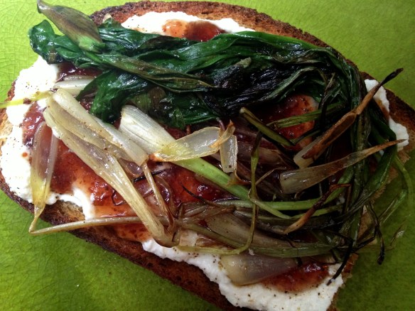 Ramp, Fig and Ricotta Tartine