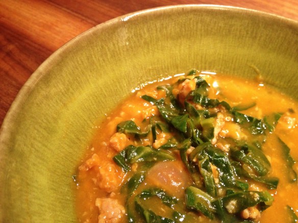 Sweet Potato Turkey Bisque with Collards