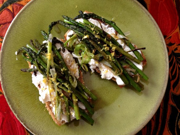 Asparagus Scallion and Ricotta Tartine