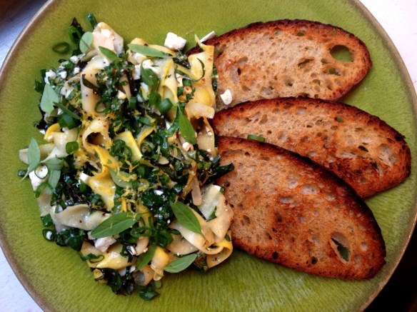 Summer Squash and Kale Bruschetta