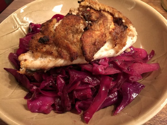Roasted Monkfish with Braised Red Cabbage