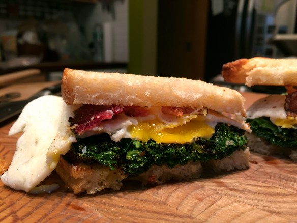 Bacon Egg and Kale Sandwich